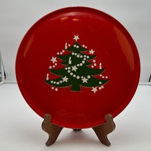 Waechterbach Red Christmas Tree Round Serving Plate Tray Germany